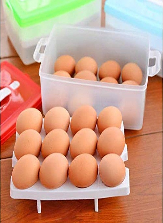 SEASPIRIT Plastic Double Layer Refrigerator 24 Eggs Storage Box Airtight Basket (Multi Color) - Image 4